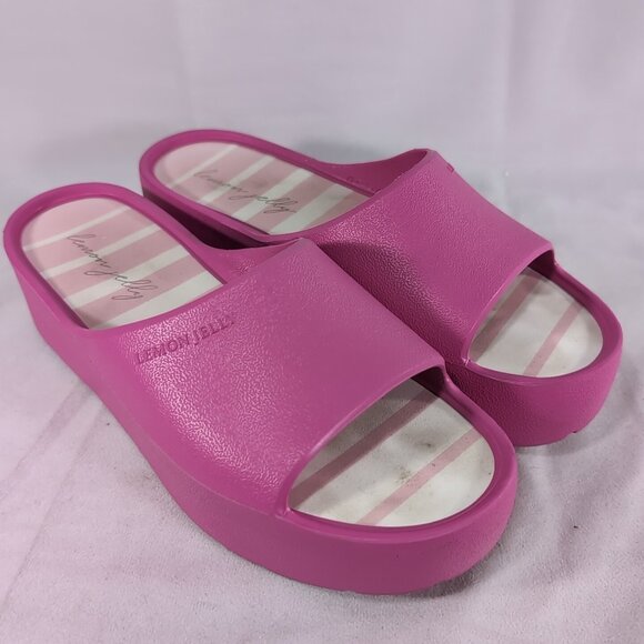 Lemon Jelly 40 Sunny Pink Fuschia Sandals Open Toe Platform Slip On US 10 Slide - Picture 3 of 13